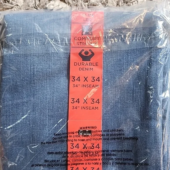 NWT CHAPS DURABLE DENIM SLIM STRAIGHT JEANS SZ 34x34 - Picture 3 of 5